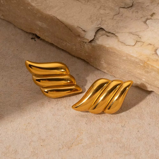 Golden Wave Stud Earrings