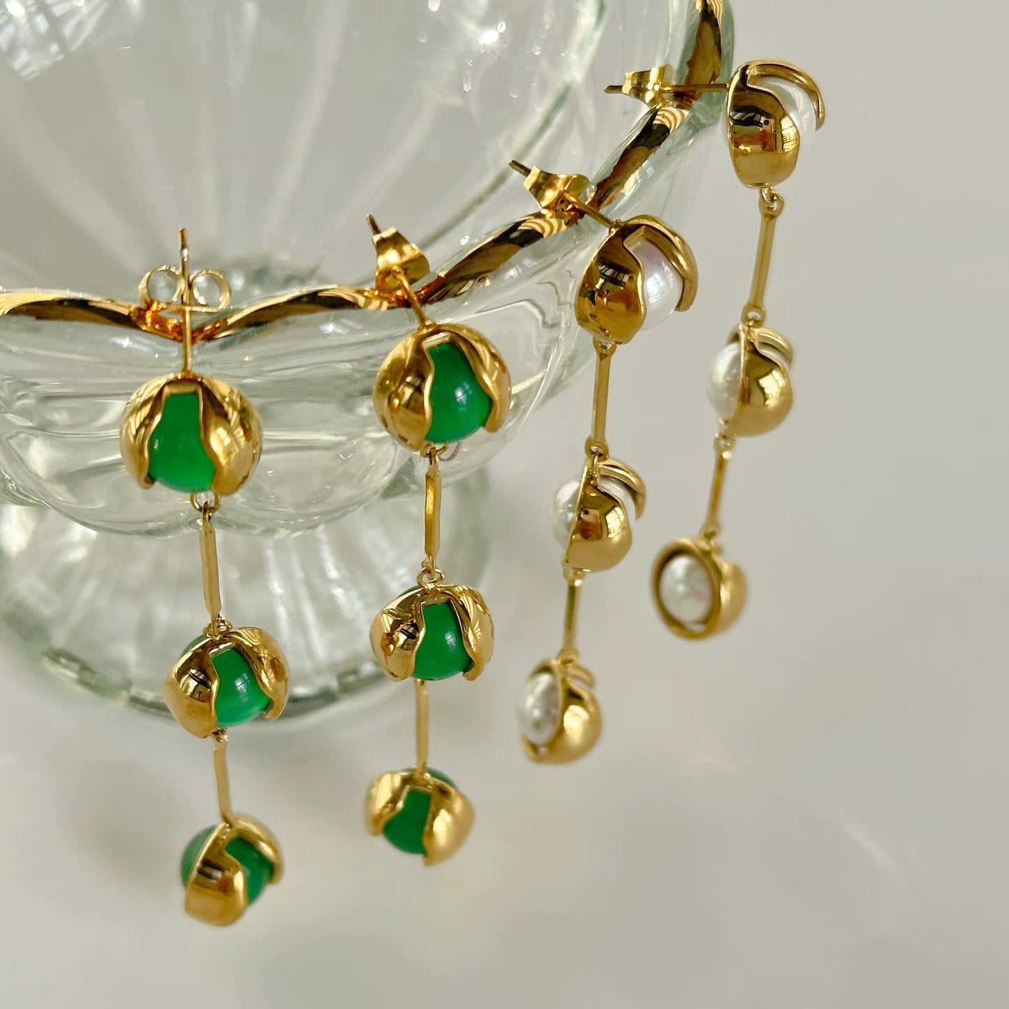 Emerald Drop Sculptural Earrings