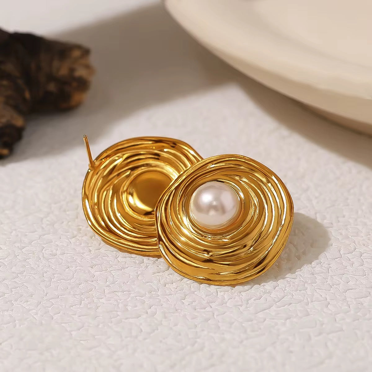Vintage Pearl Spiral Earrings