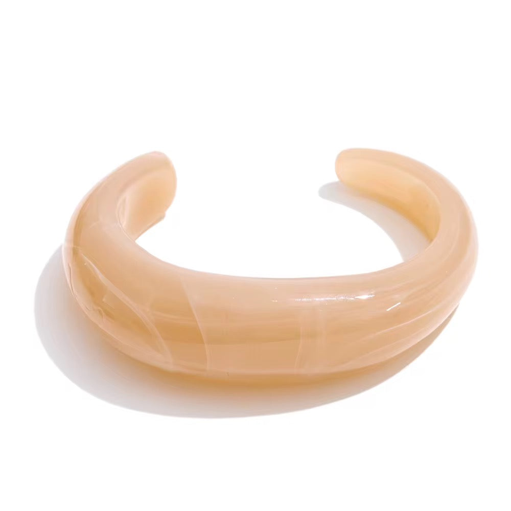 Minimal Glossy Resin Open Cuff Bracelets