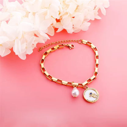 Pearl Coin Charm Bracelet