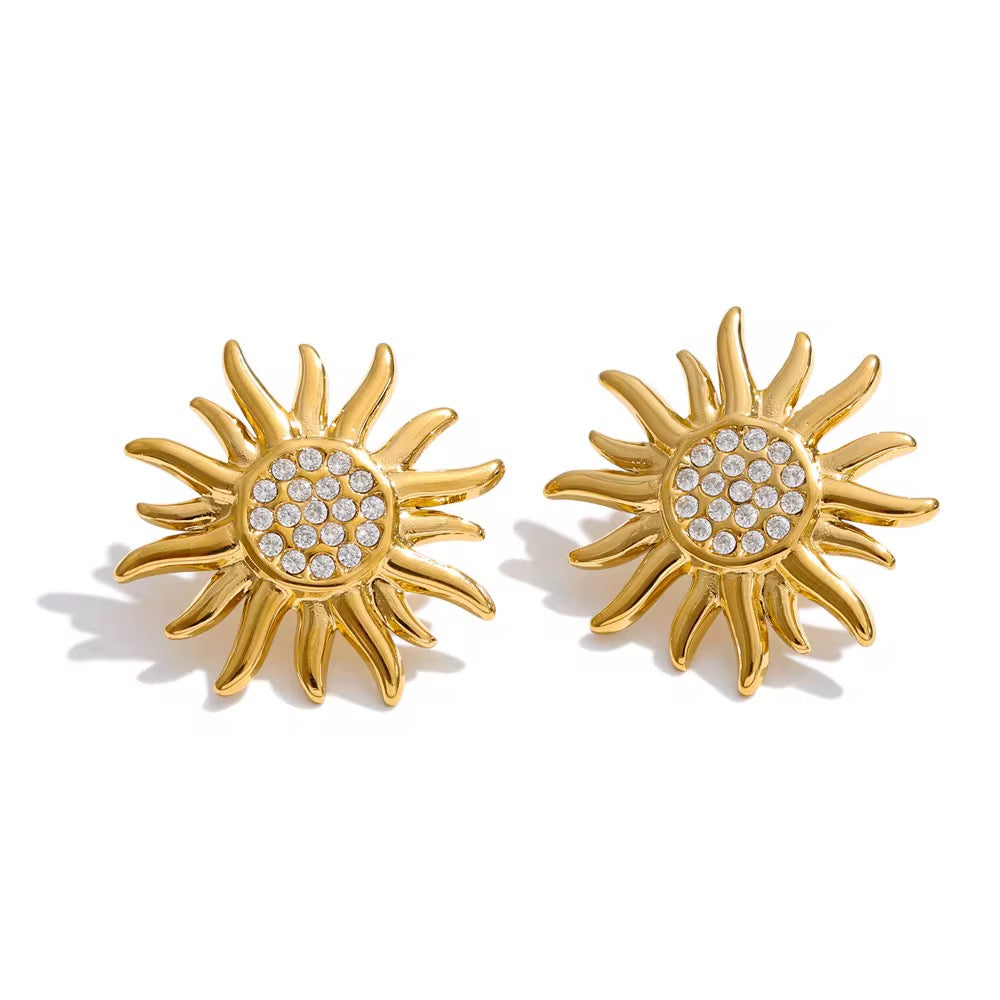 Radiant Sunburst Crystal Stud Earrings