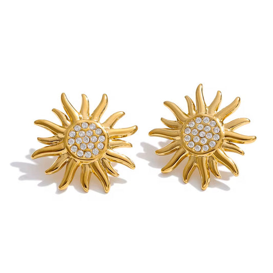Radiant Sunburst Crystal Stud Earrings