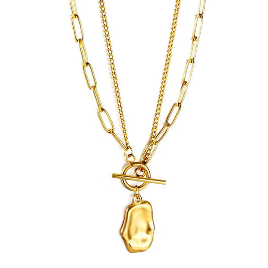 Layered Chain Pendant Necklace