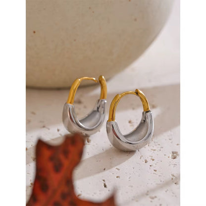 Dual Tone Sculpted Hoop Earrings
