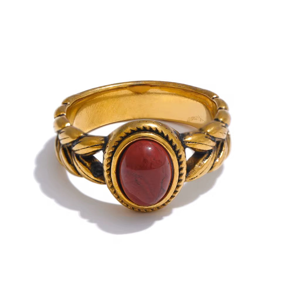 Vintage Red Stone Gold Ring