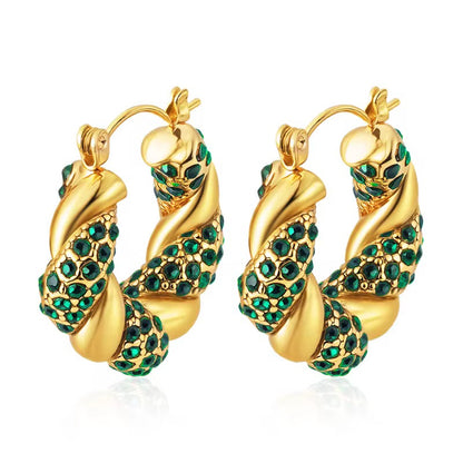 Twisted Pave Hoop Earrings