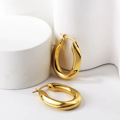 Classic Oval Gold Hoop Earrings