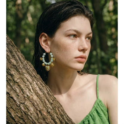Celestial Heart Charm Hoop Earrings