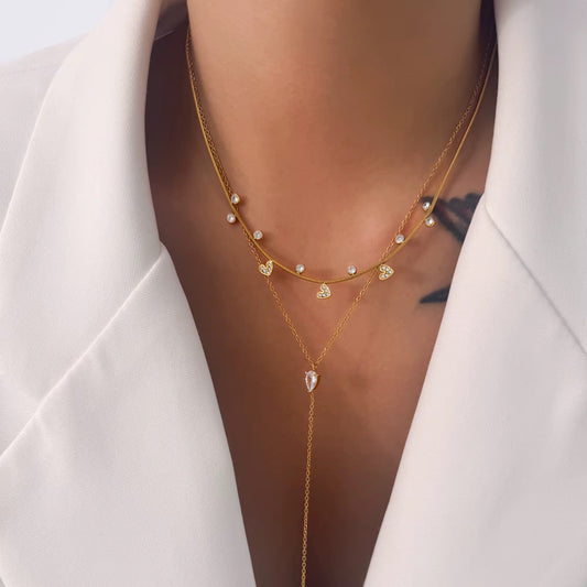 Golden Heart Drop Luxe Necklace