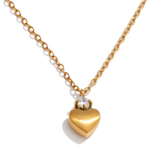 Golden Love Crystal Heart Necklace