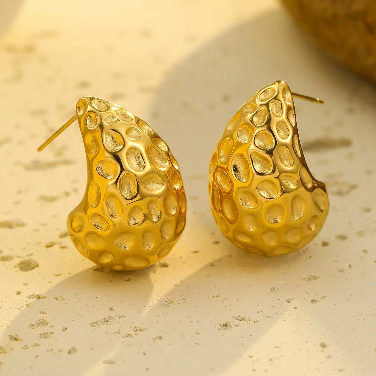 Textured Sculpted Gold Earrings