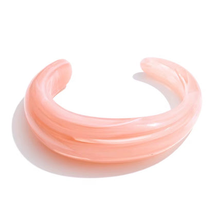 Minimal Glossy Resin Open Cuff Bracelets