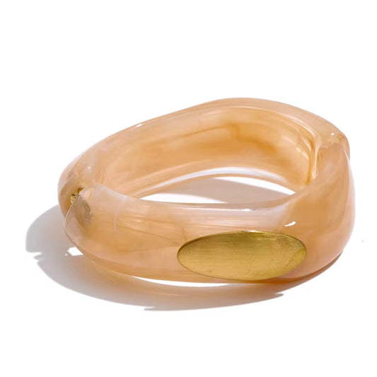 Ivory Luxe Marble & Gold Bangle Bracelet