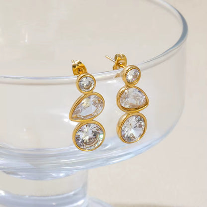 Luxury Waterproof Zirconia Teardrop Stud Earrings
