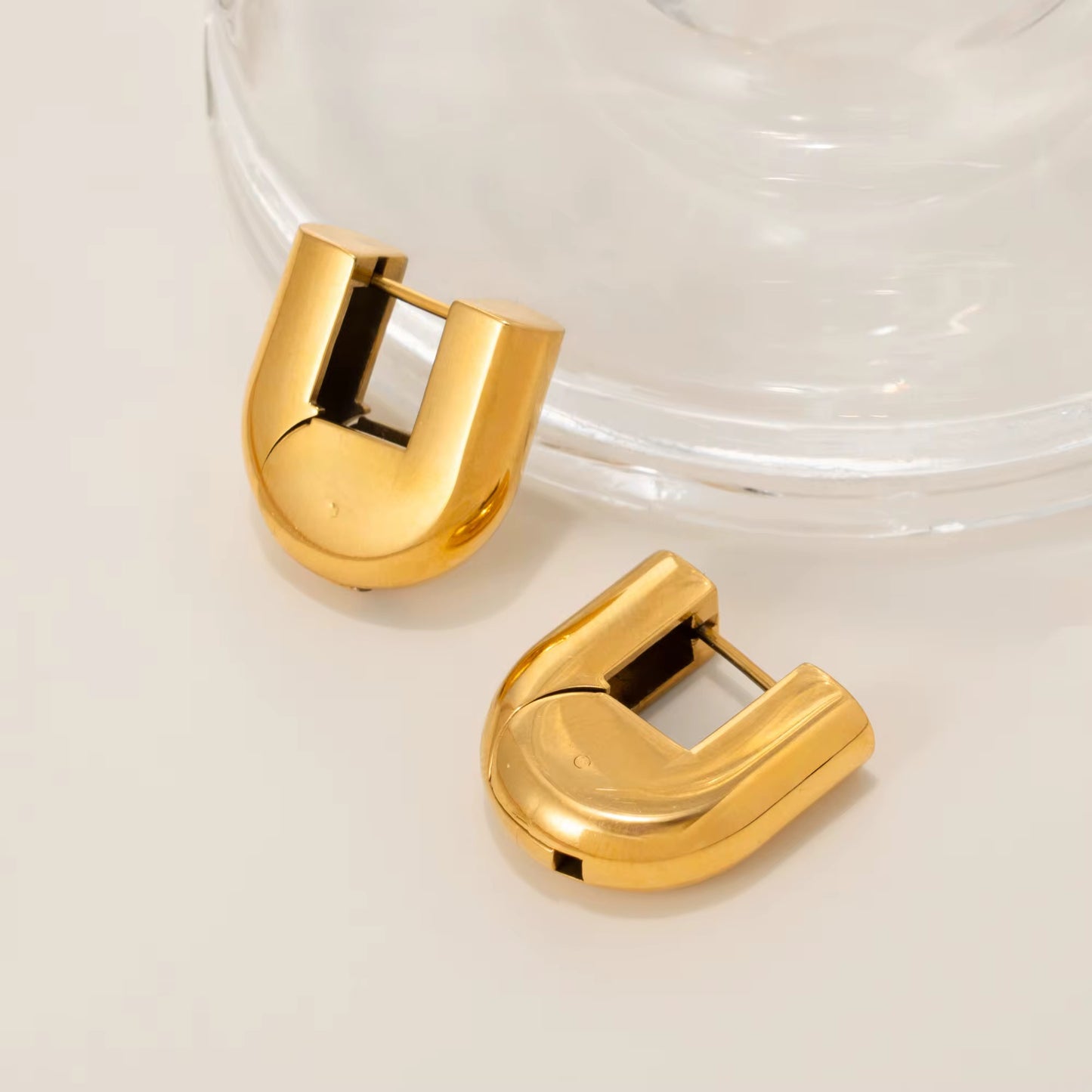 Bold C-Shape Huggie Hoop Earrings