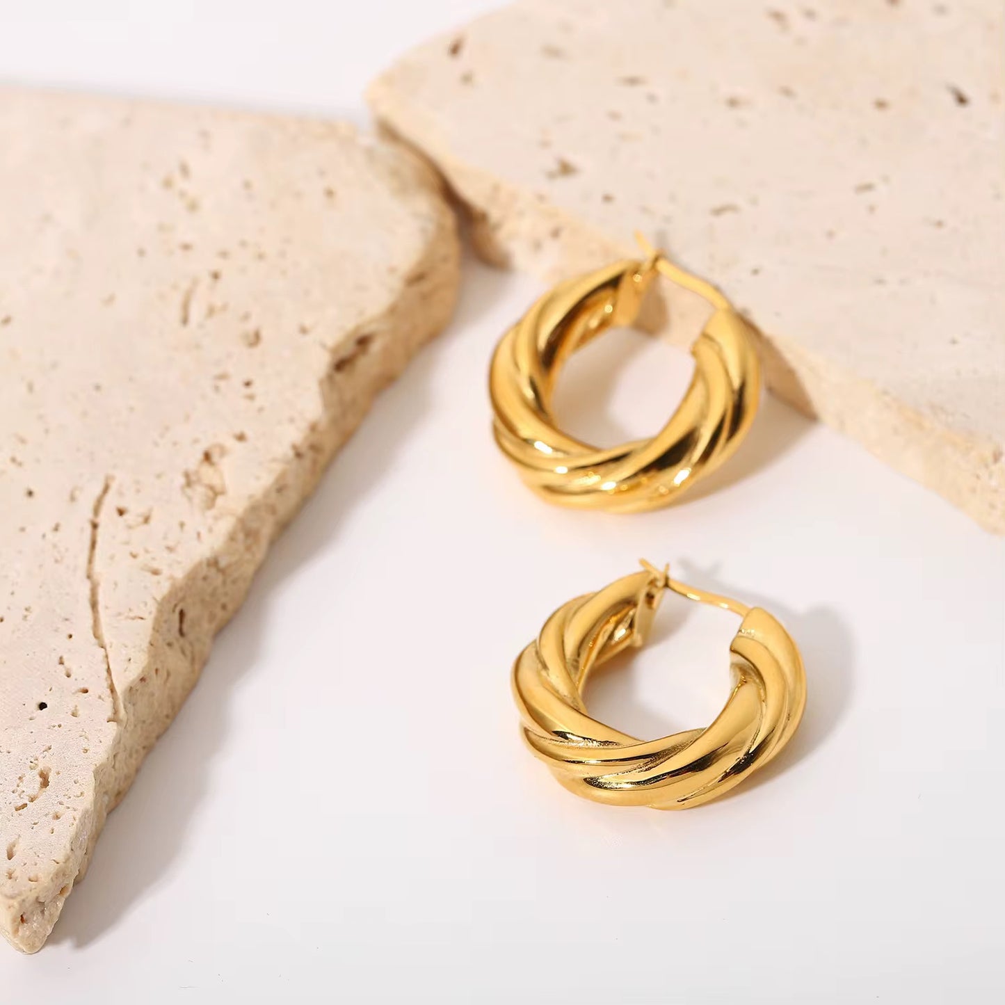Twisted Gold Hoop Earrings