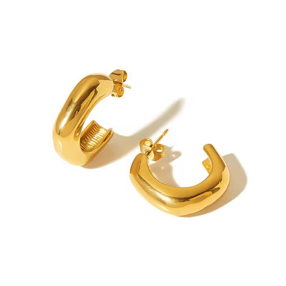 Curved Gold Hoop Earrings