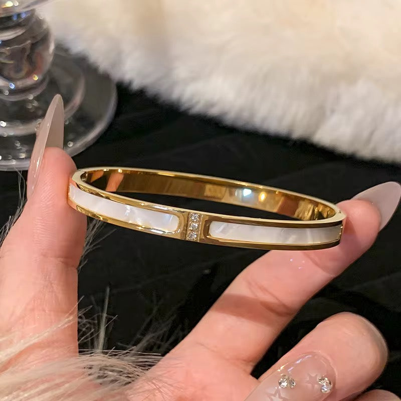 Gold Inlay Bangle Bracelet