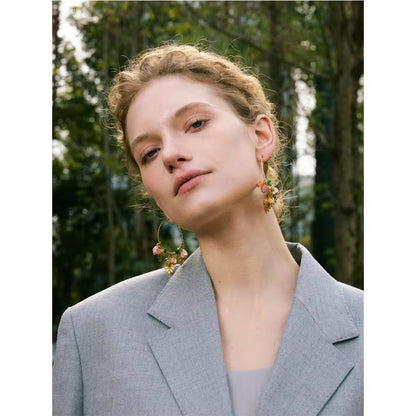 Tropical Charm Hoop Earrings – Natural Stone