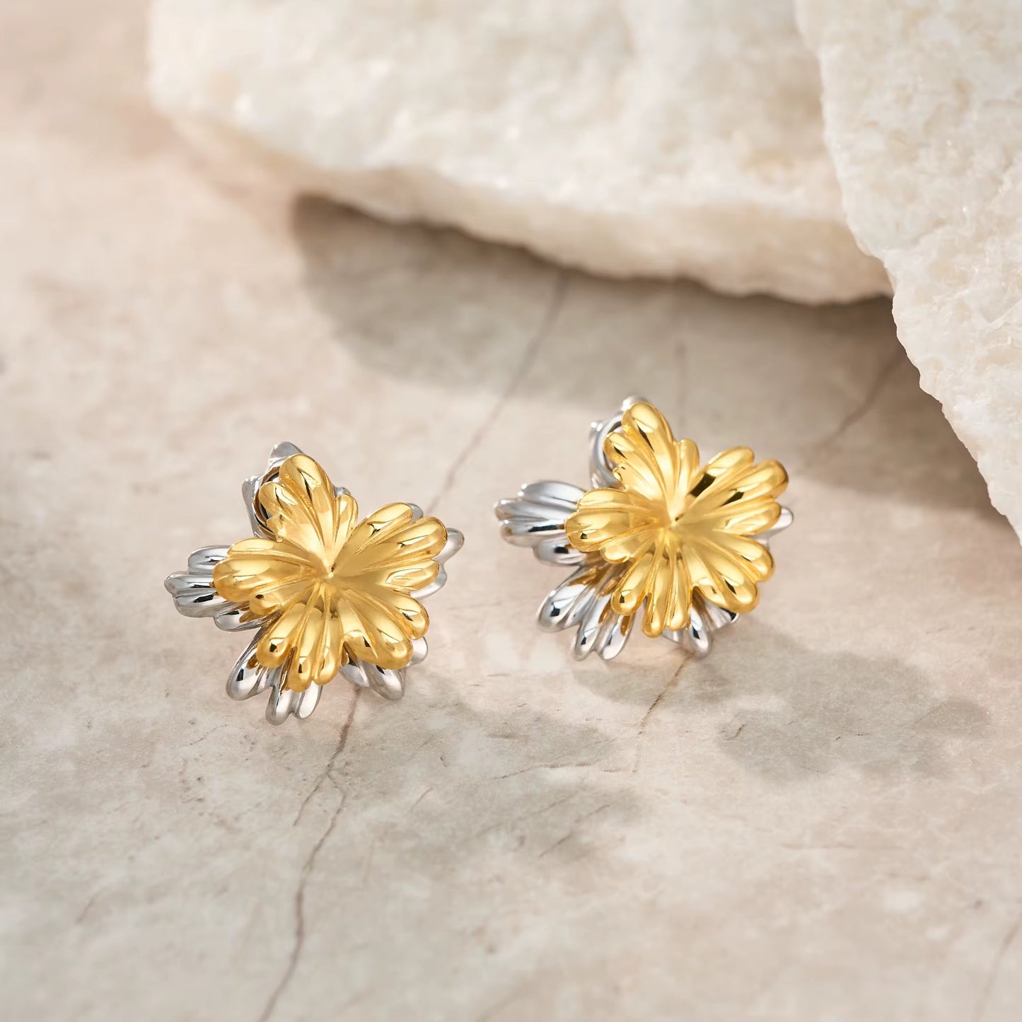 Dual Bloom Mixed Flower Earrings