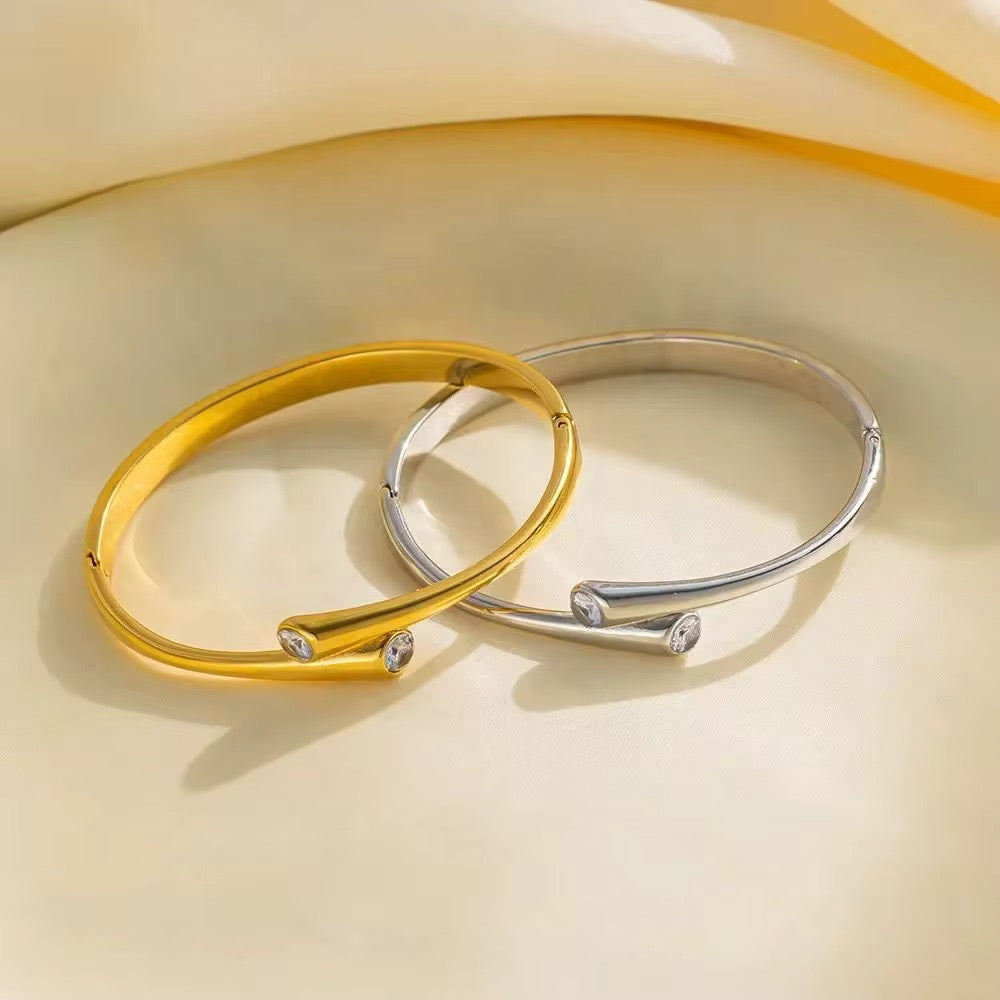 Minimal Dual Zircon Cuff Bracelet