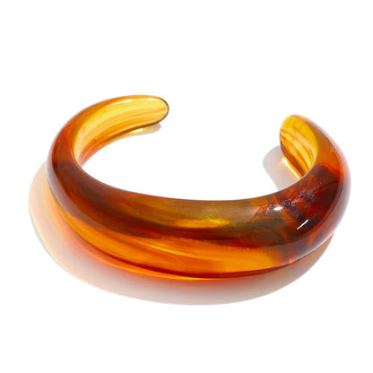 Minimal Glossy Resin Open Cuff Bracelets
