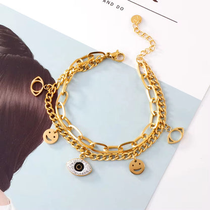 Layered Evil Eye Charm Bracelet
