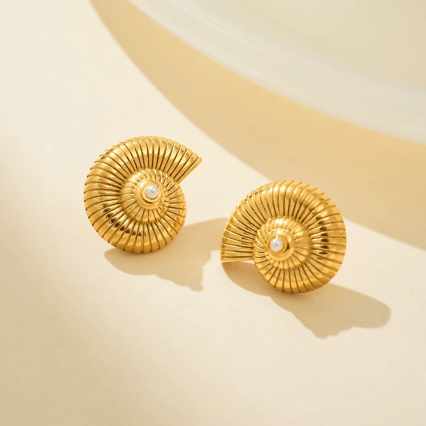 Golden Spiral Shell Earrings