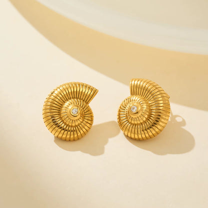 Golden Spiral Shell Earrings