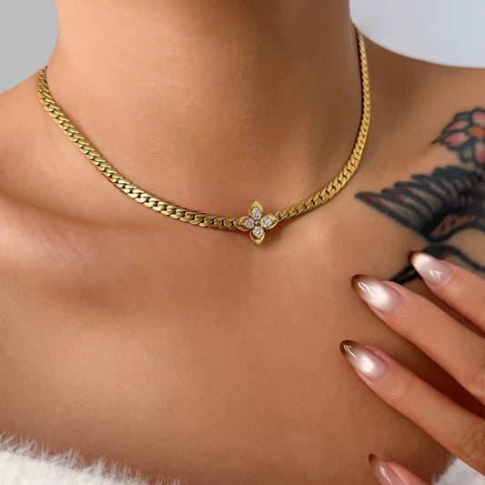 Luxe Floral Chain Choker Necklace