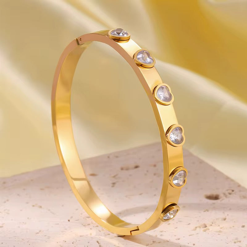 Heart Crystal Bangle Bracelet