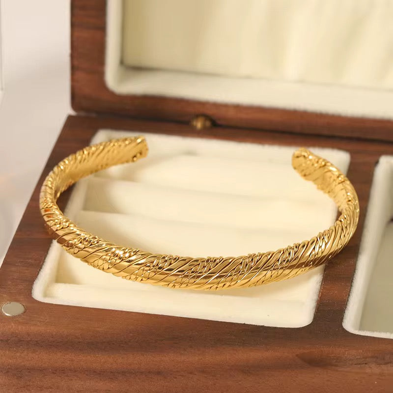 Textured Twist Cuff Bangle