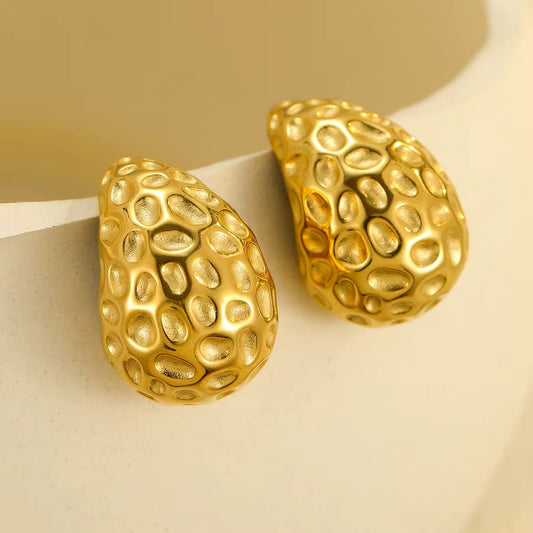 Textured Sculpted Gold Earrings