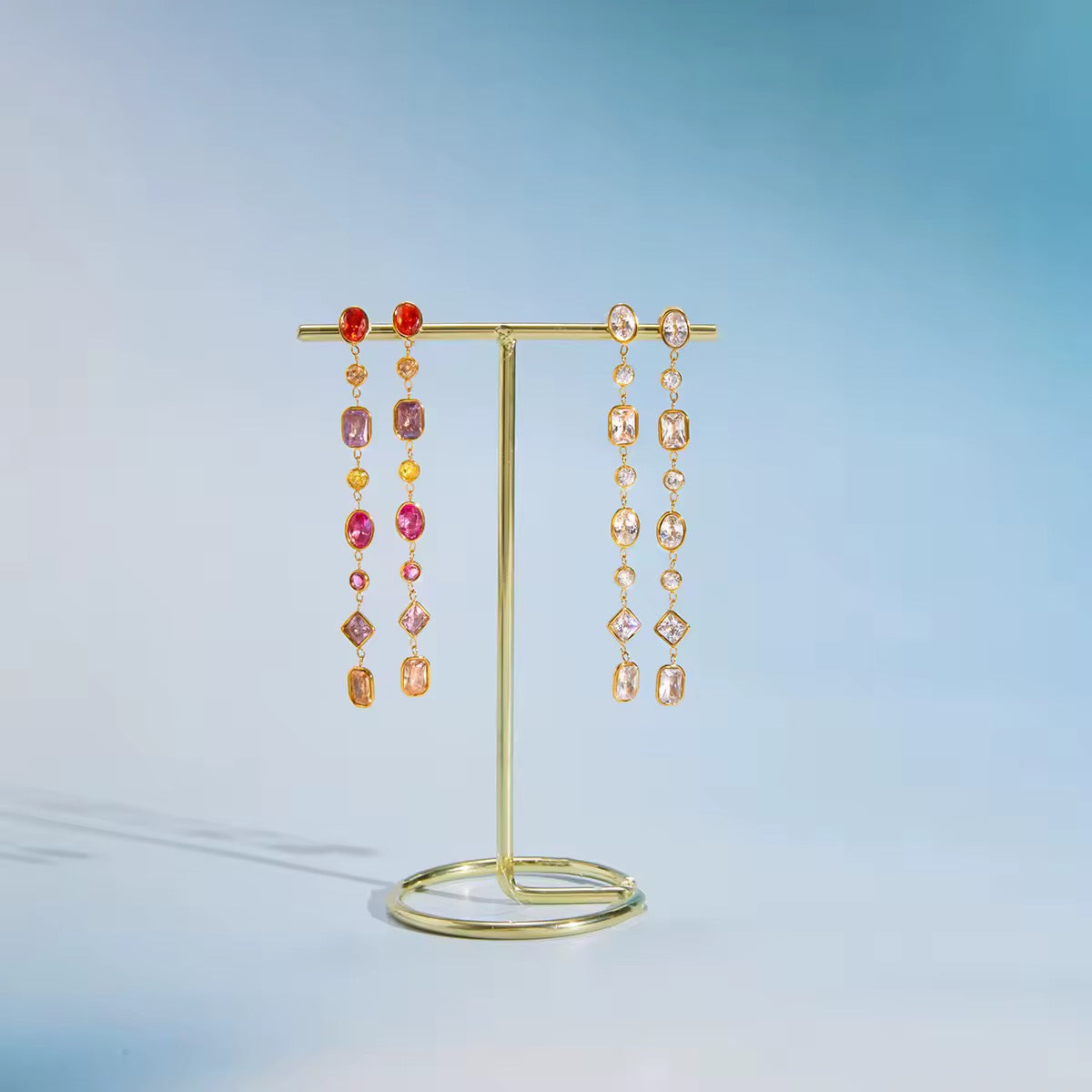 Luxury Geometric Zircon Tassel Earrings