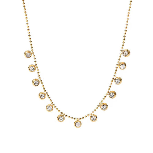 Crystal Drop Gold Necklace