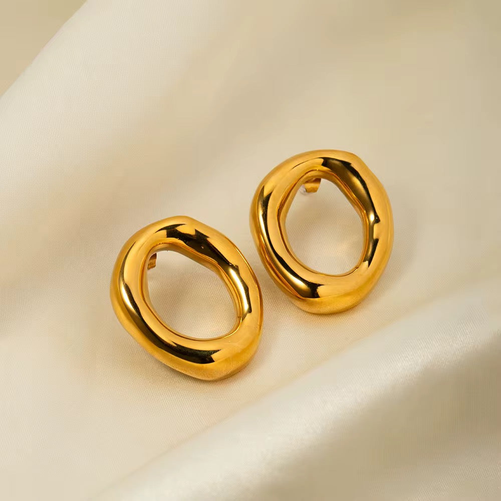 Organic Hollow Oval Earrings