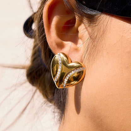 Crystal Heart Statement Earrings