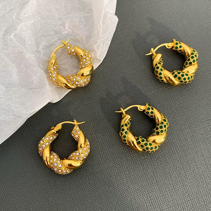 Twisted Pave Hoop Earrings