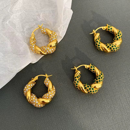 Twisted Pave Hoop Earrings