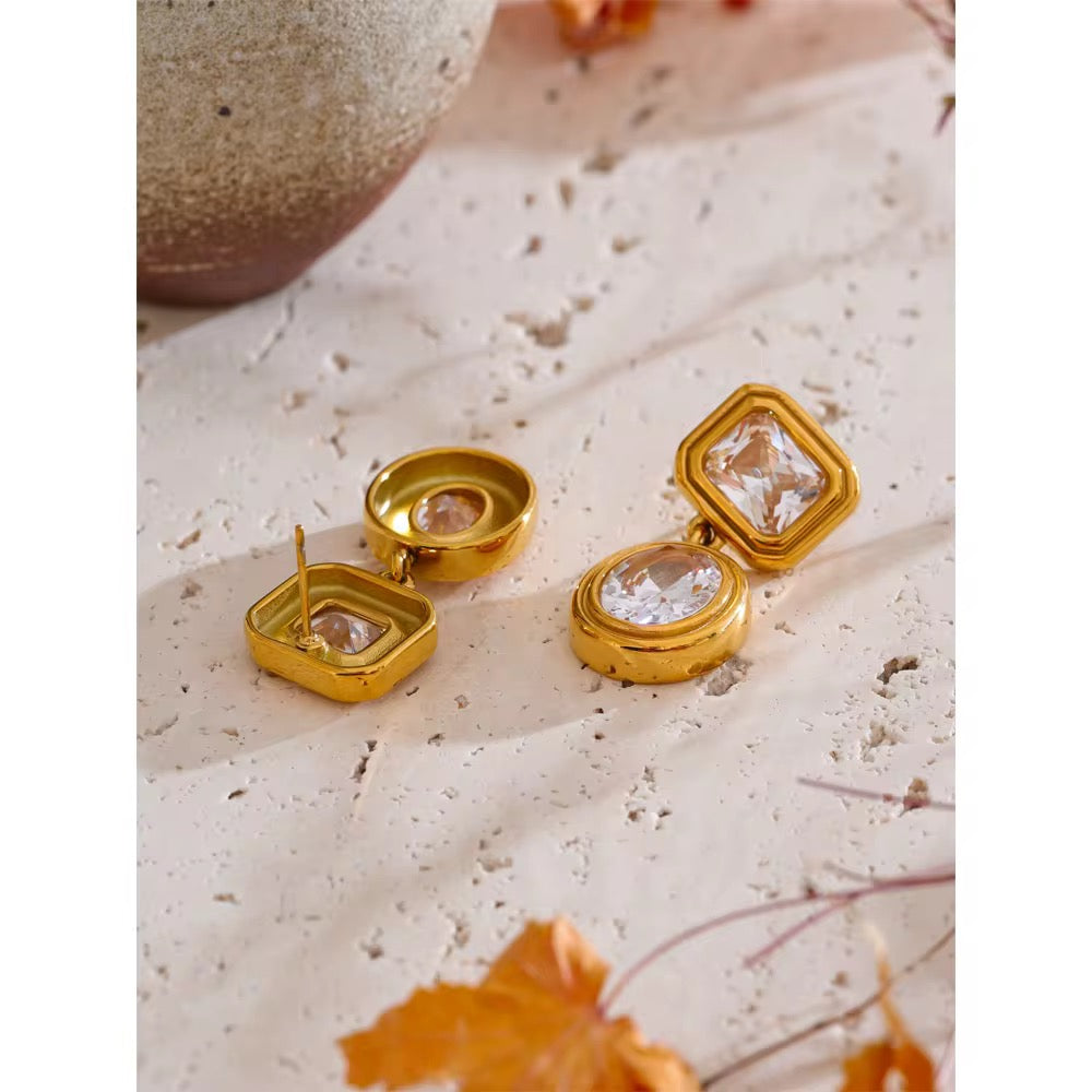 Luxe Duo Crystal Drop Earrings