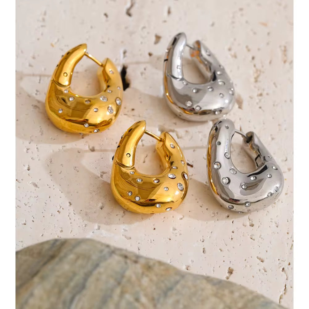 Celeste Crystal Chunky Hoops