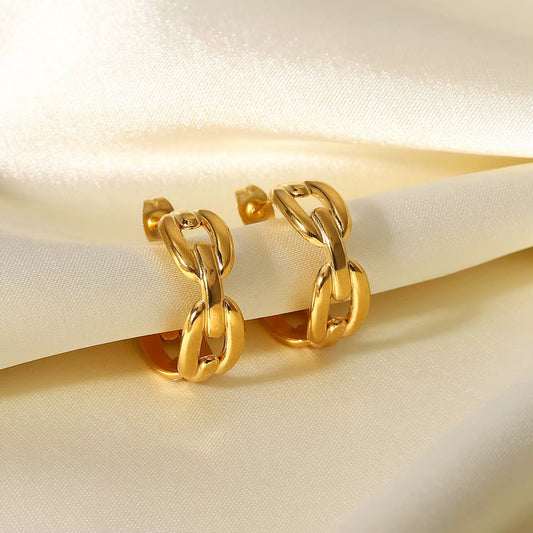Gold Chain Link Hoop Earrings