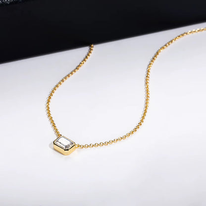 Emerald Cut Crystal Gold Necklace
