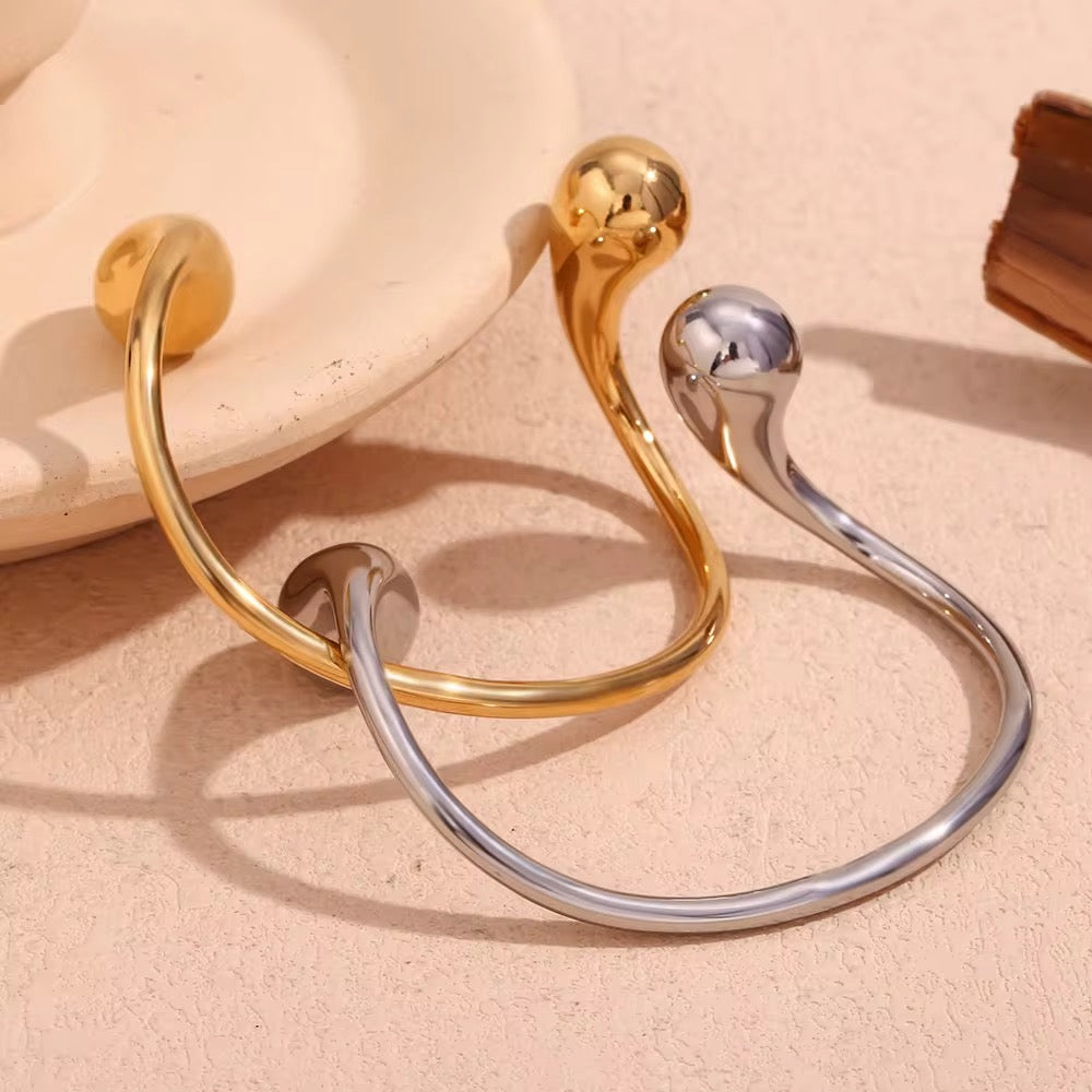Sculptural Open Cuff Bracelet & Ring Set