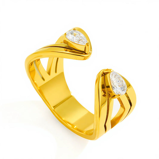 Luxe Dual Zircon Open Ring