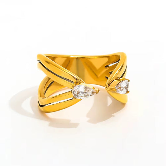Luxe Dual Zircon Open Ring