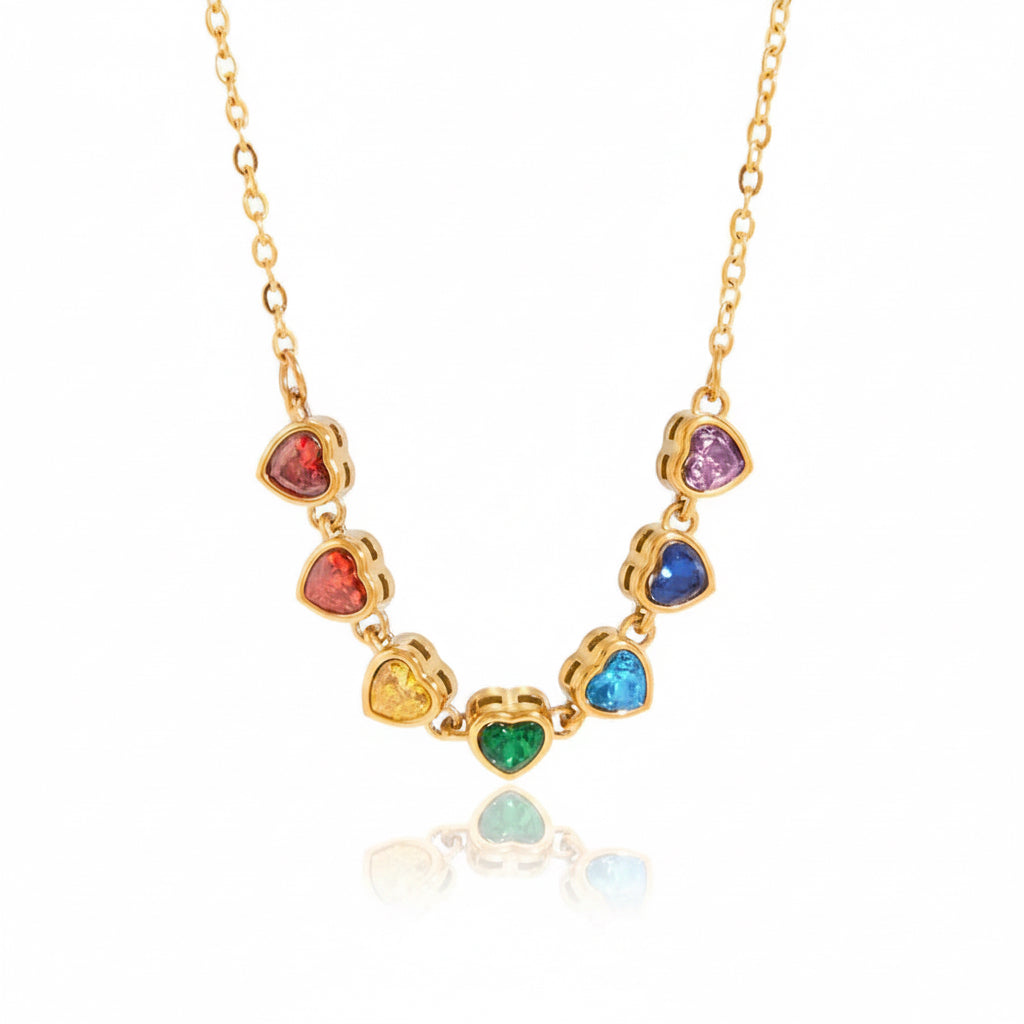 Rainbow Heart Layered Necklace