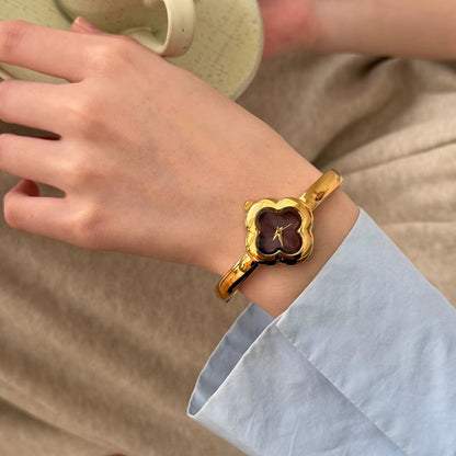 Golden Clover Bangle Watch