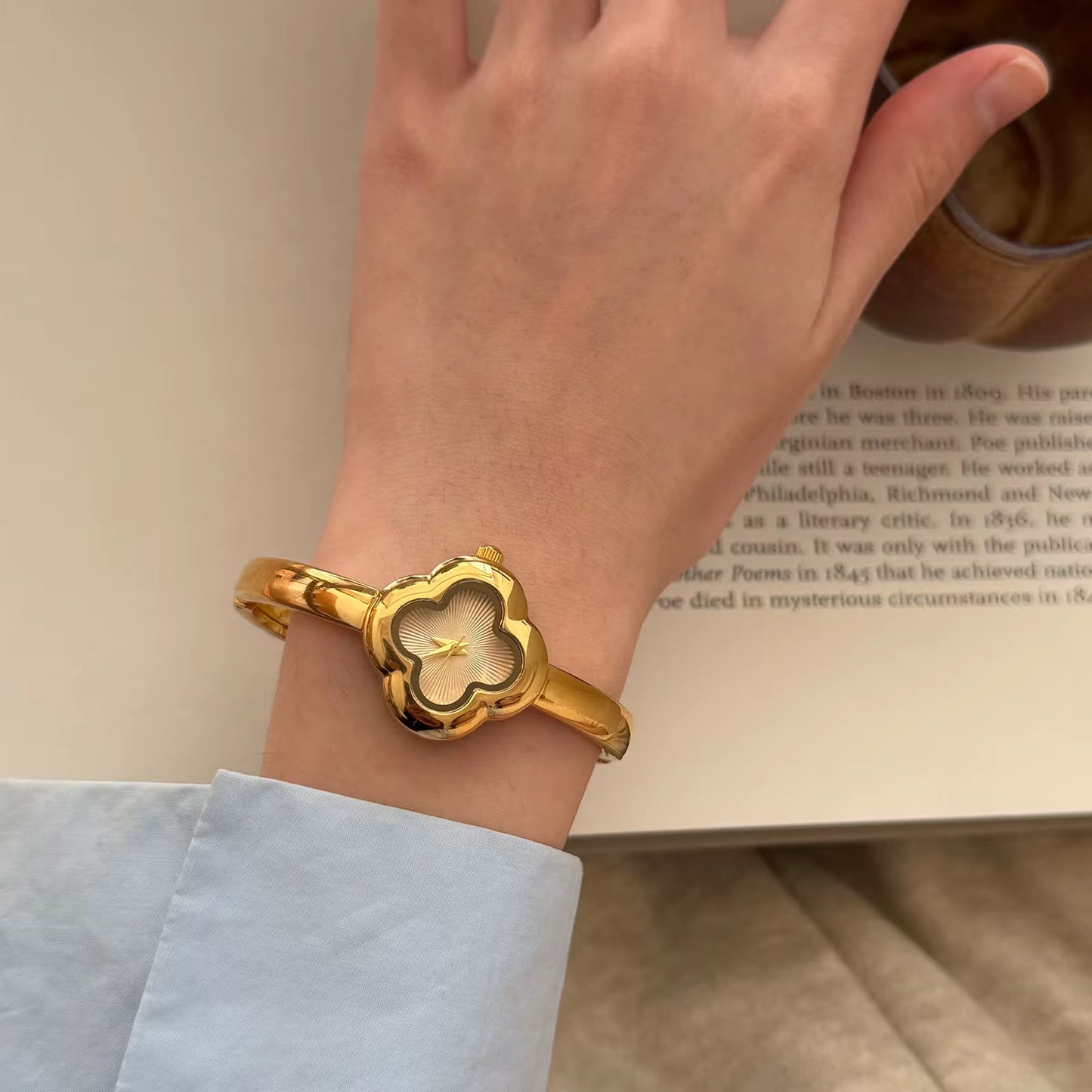 Golden Clover Bangle Watch